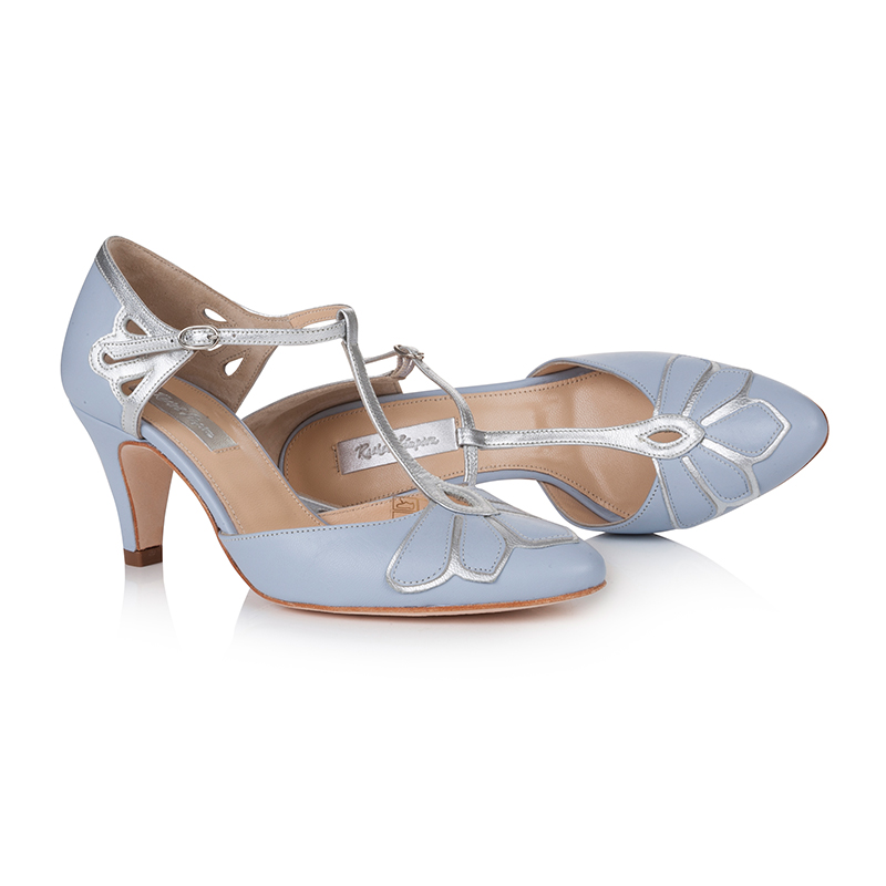 Braut-Schuhe Gardenia in Blau und Silber